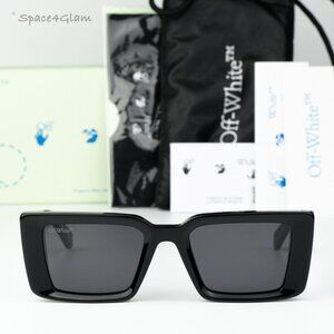 Off-White Men Sunglasses Black Grey Cat Eye OERI064 SAVANNAH 1007 NEW AUTHENTIC